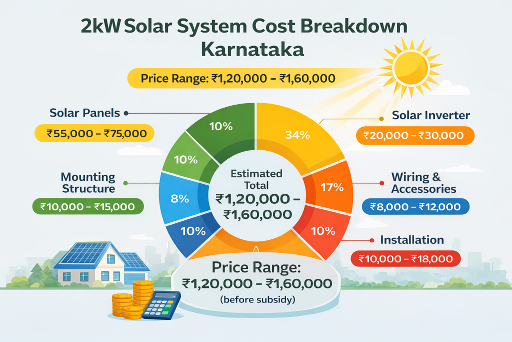 2kW solar system price in Karnataka cost chart