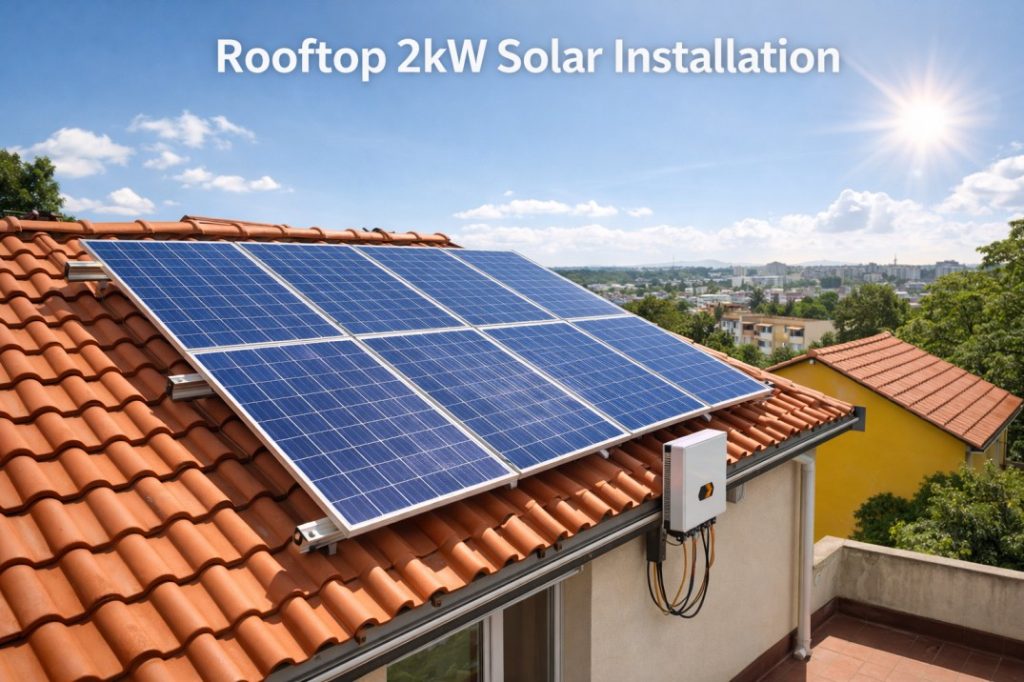 2kW rooftop solar system for home in Karnataka