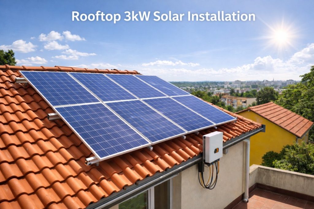 3kW rooftop solar panel installation on Karnataka home