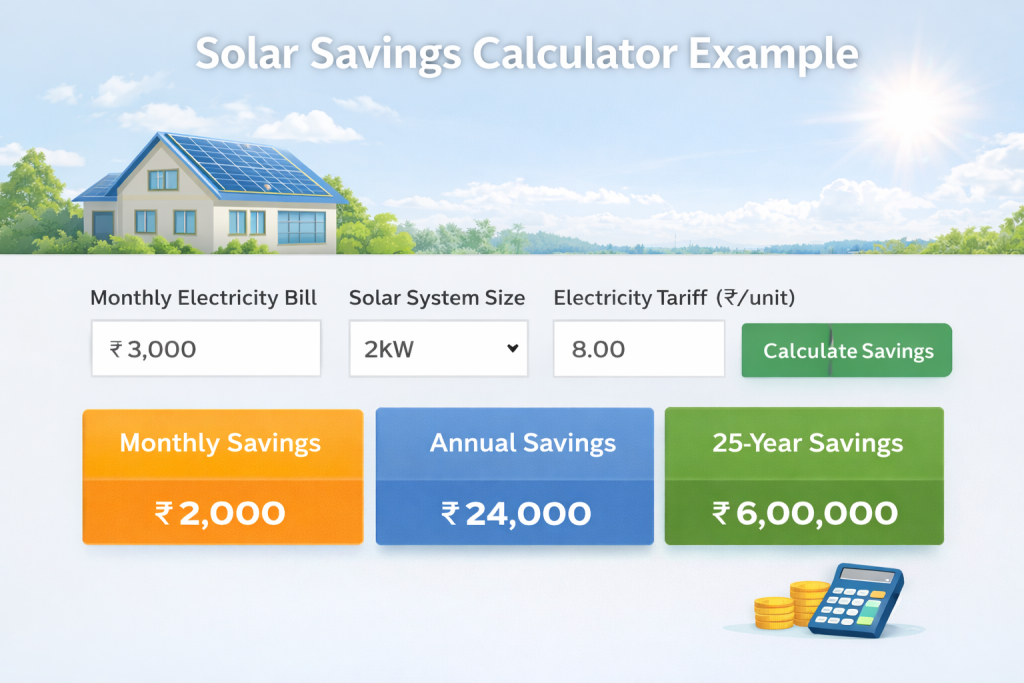 savings from 2kW solar system in Karnataka