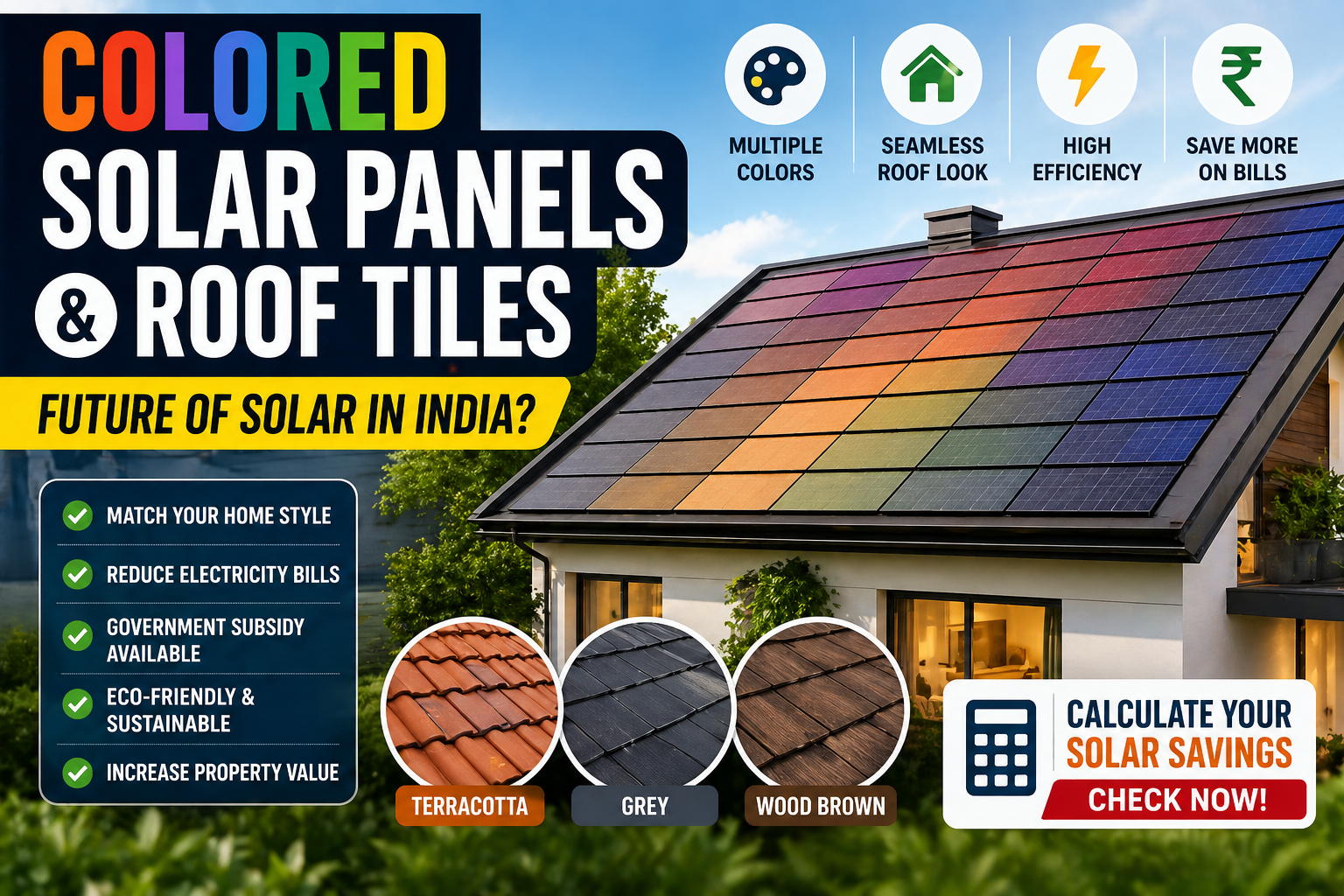 colored solar panels India roof tiles aesthetic solar system