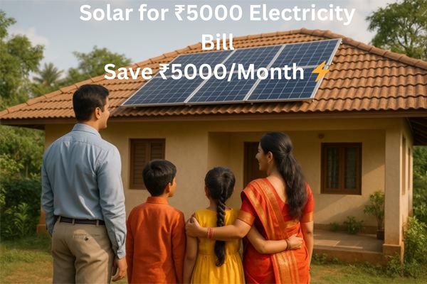 Solar for ₹5000 Electricity Bill (2026) – 5kW Cost + ₹5000 Savings