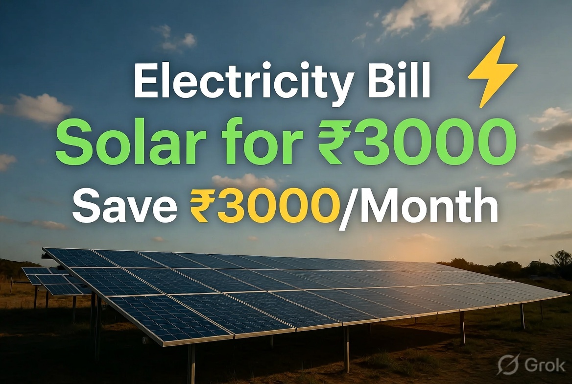 solar system for 3000 electricity bill 3kW savings Karnataka