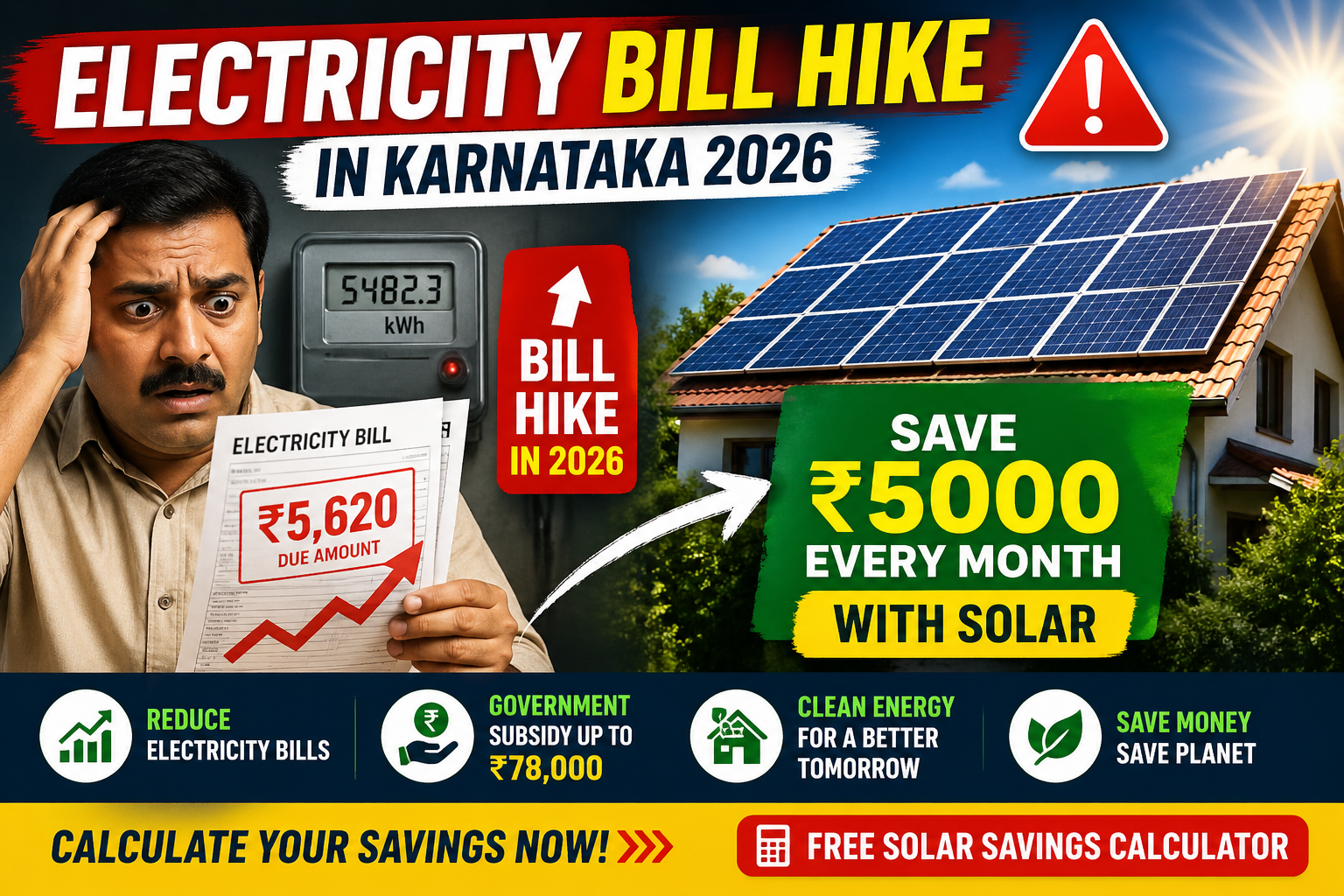 electricity bill hike Karnataka 2026 solar savings India rooftop panels