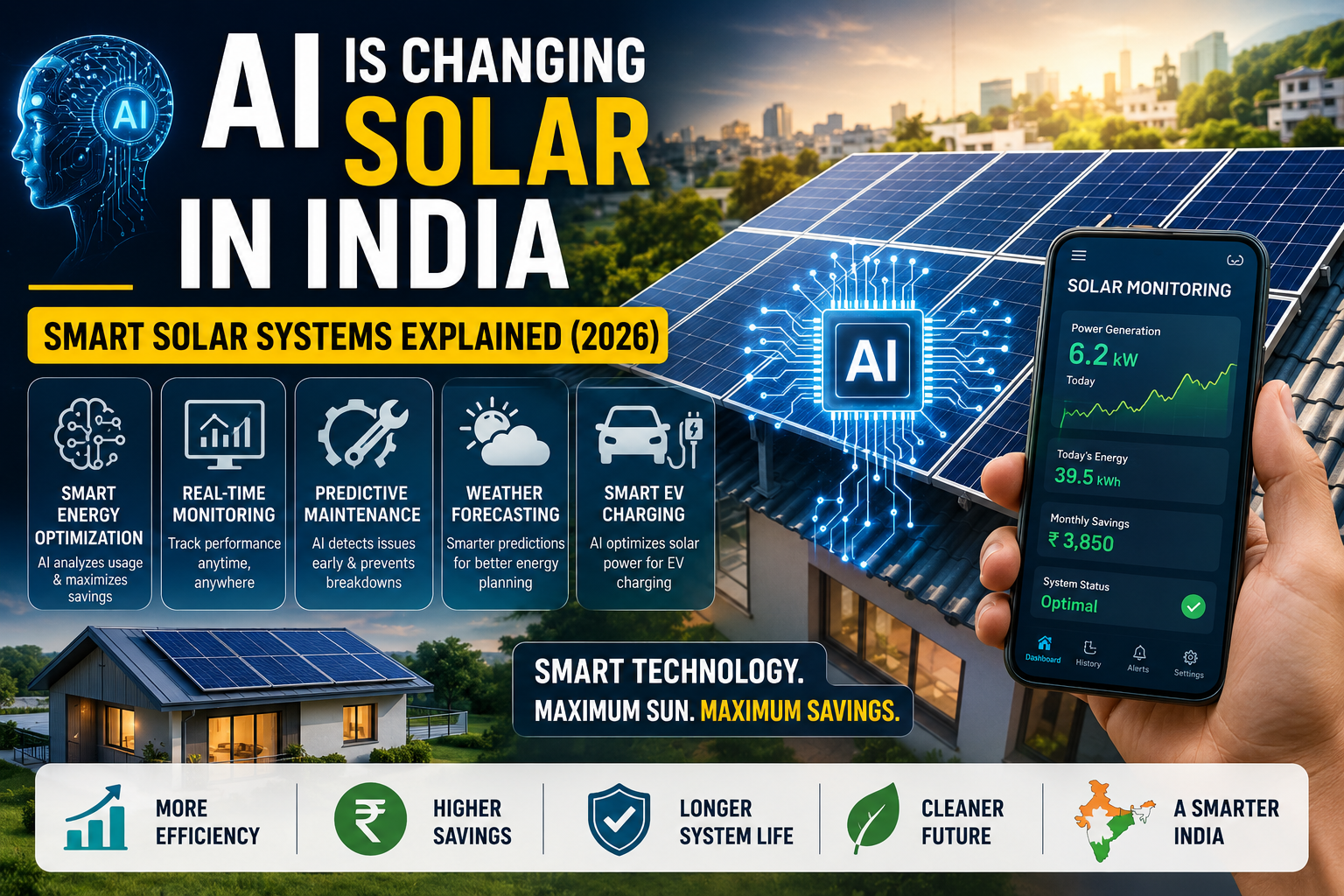 AI smart solar systems India rooftop solar monitoring technology