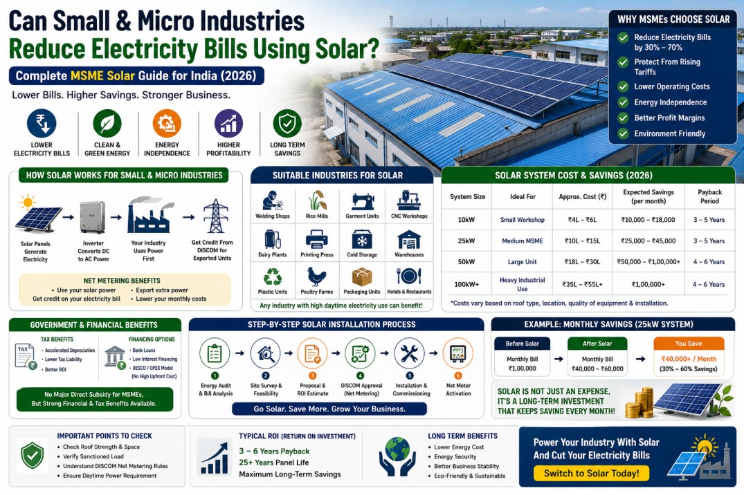 solar for small industries India MSME rooftop solar electricity savings