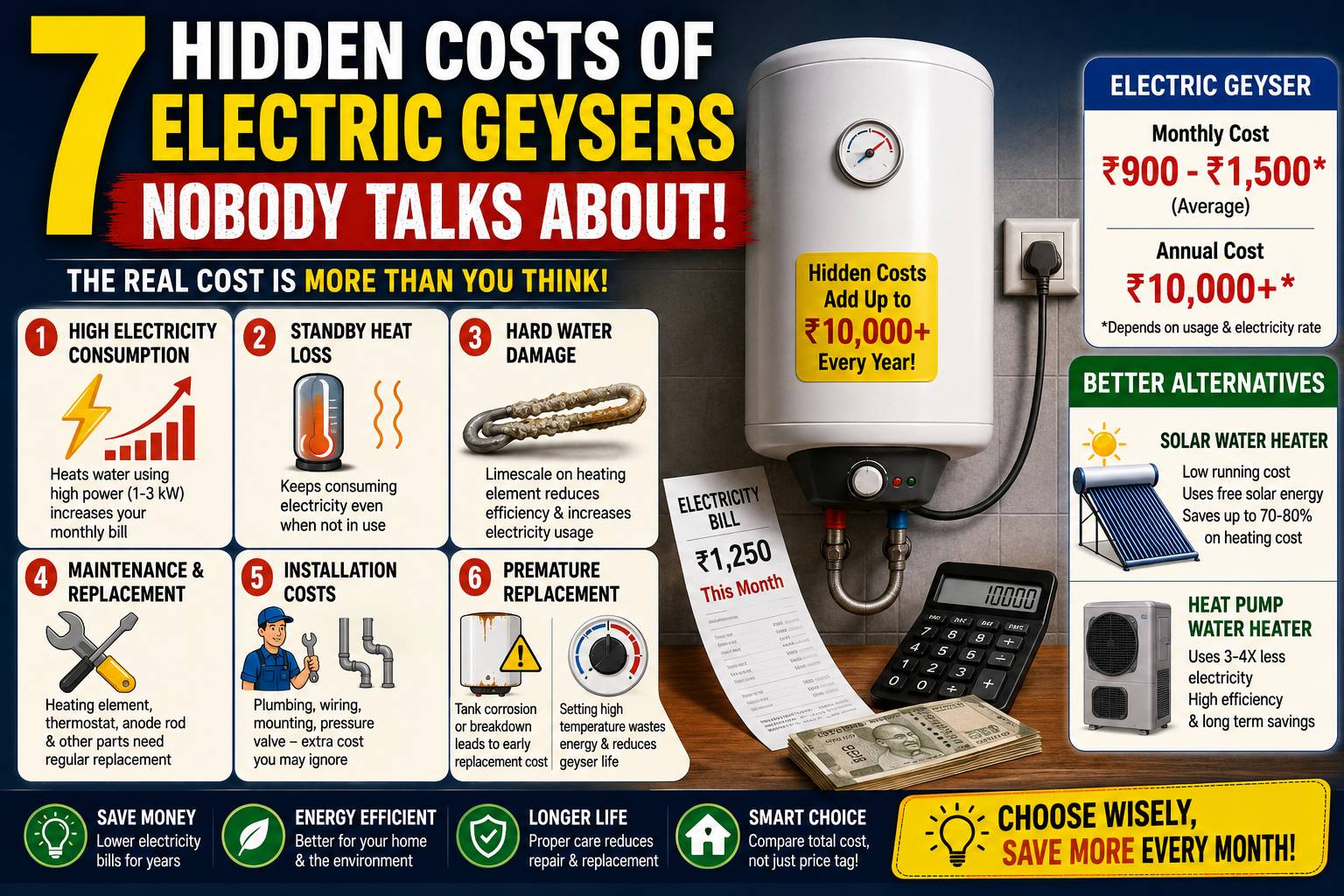 7 hidden costs of electric geysers including electricity bill maintenance and hard water